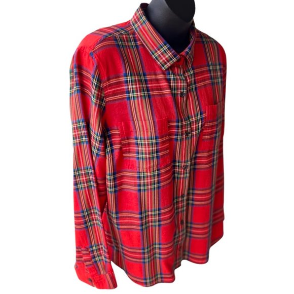 🌸4/$50🌸 Old Navy Red Tartan Flannel Button Down Shirt - Picture 5 of 14